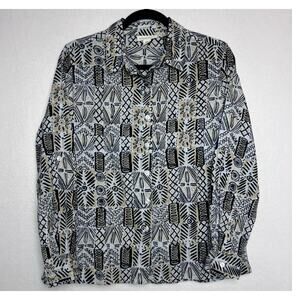 Appleseed's Petite Button Up Floral Print Adjustable Sleeve Blouse Size PS